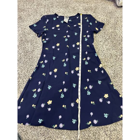 VINTAGE Laura Ashley Y2K Floral Viscose Women’s Dress, Sz 8 Navy Flirty Cottage‎ - Picture 7 of 10